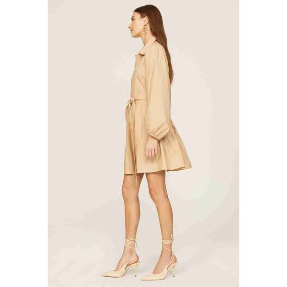 Tanya Taylor Brown Long Sleeves Collared Shirt Dress Medium - Picture 2 of 6